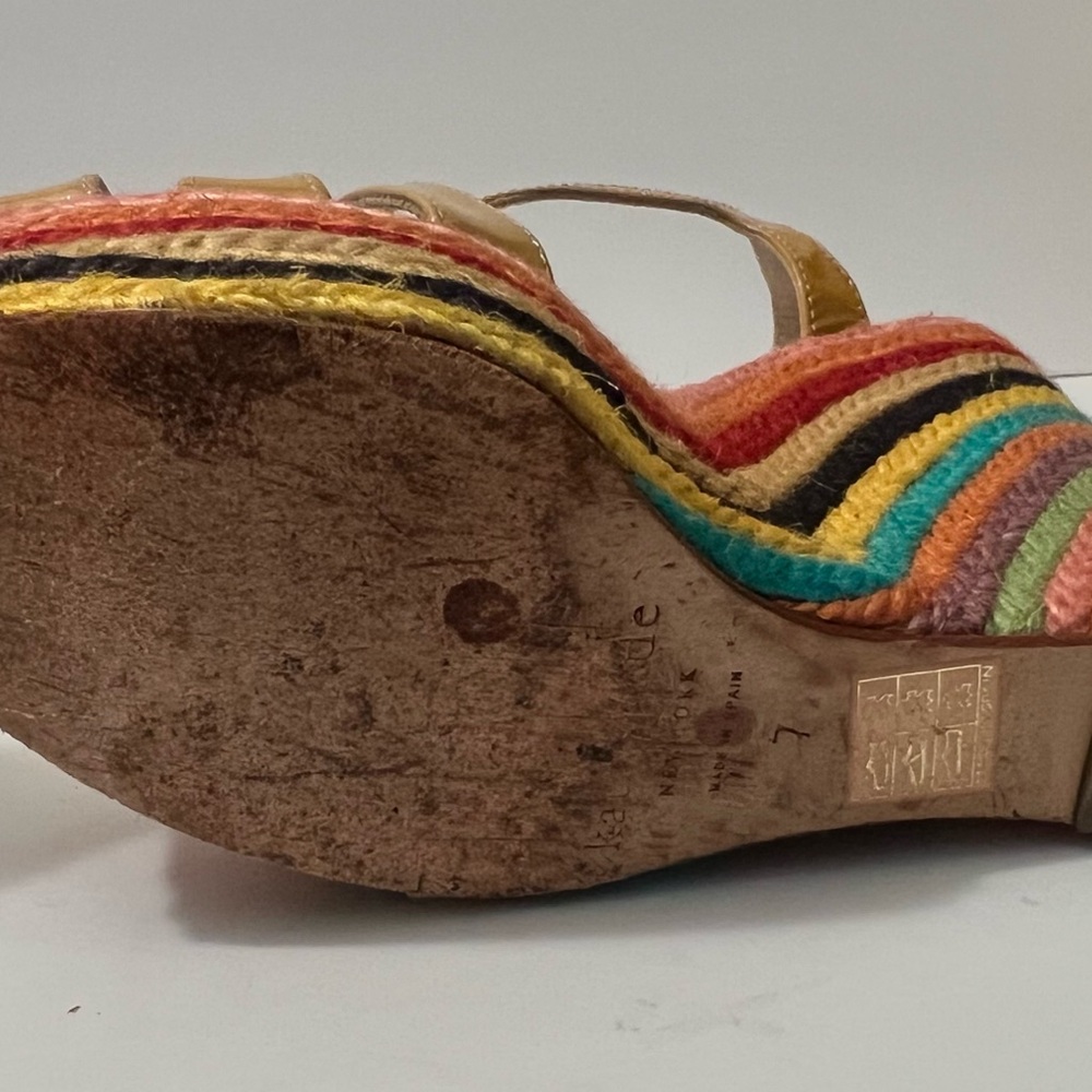 Kate Spade NY 5" Wedge Espadrille Sandals Sz 7 Rainbow Hippie Retro Shoes - Picture 5 of 7